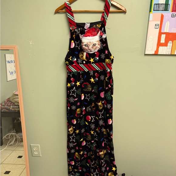 No Boundaries Cat Print Jumpsuit with Red and Black Accents - Picture 1 of 8
